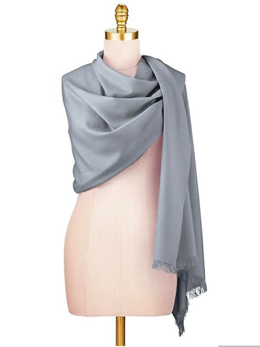New - Platinum Silver - Merino Wool - Pashmina Scarf